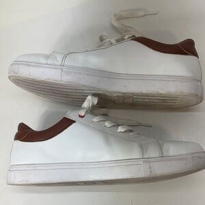 Brooks Brothers White and Brown Leather Sneakers